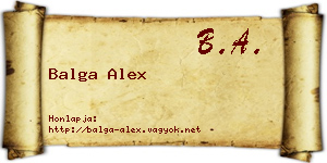 Balga Alex névjegykártya